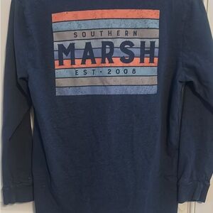 Southern Marsh Navy Shirt with Striped Graphic